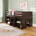 190025-181 : Loft Beds Farmhouse Twin Low Loft with 2 Bookcases, Barnwood Brown