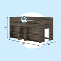 190025-181 : Loft Beds Farmhouse Twin Low Loft with 2 Bookcases, Barnwood Brown