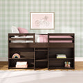 190025-181 : Loft Beds Farmhouse Twin Low Loft with 2 Bookcases, Barnwood Brown
