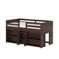 190025-181 : Loft Beds Farmhouse Twin Low Loft with 2 Bookcases, Barnwood Brown