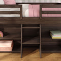 190025-181 : Loft Beds Farmhouse Twin Low Loft with 2 Bookcases, Barnwood Brown
