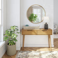 2000409000-007 : Console Table Mid-Century Modern Console Table with Pulldown and Black Handles (46in / 1170mm), Pecan
