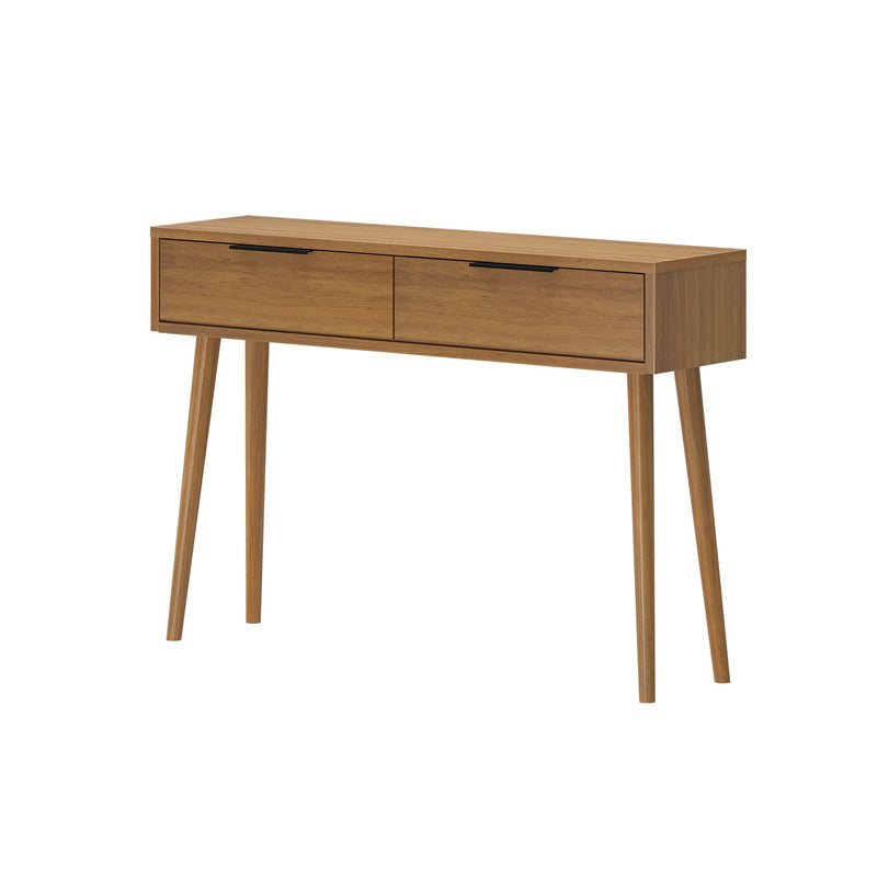 2000409000-007 : Console Table Mid-Century Modern Console Table with Pulldown and Black Handles (46in / 1170mm), Pecan