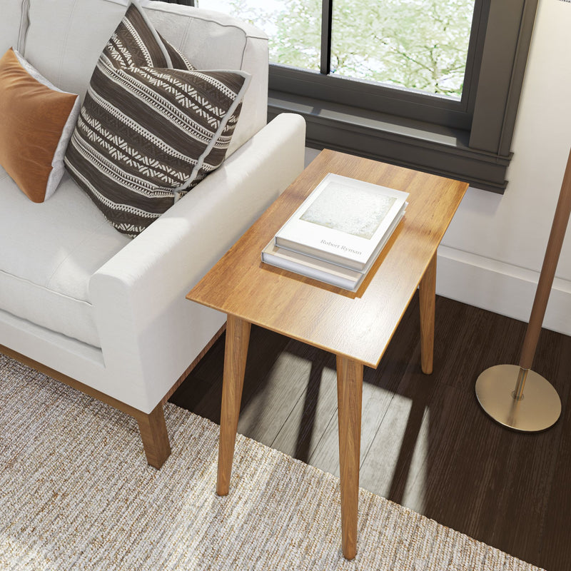 2000514000-007 : Side Table Mid-Century Modern Rectangular Side Table (24in x 15in / 630mm x 375mm), Pecan