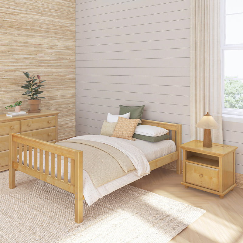 2000 XL NS : Starter Bed Full XL Basic Bed - Low, Slat, Natural