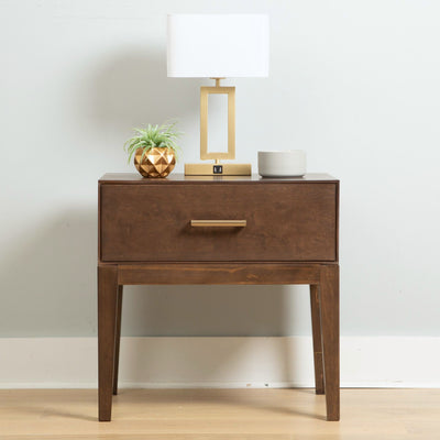 220001-008 : Nightstand Duo 1 Drawer Nightstand, Walnut