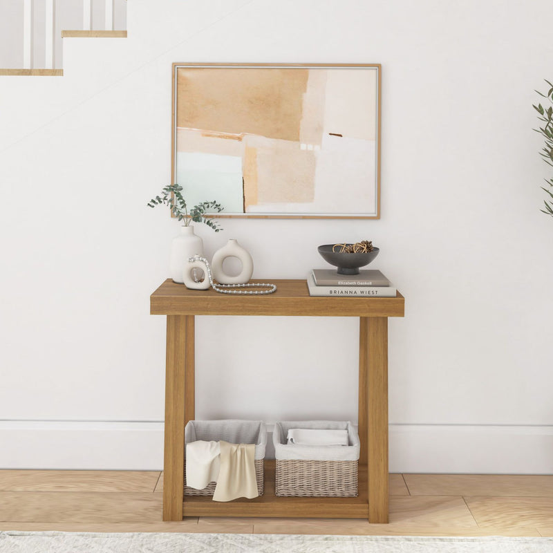 230142-007 : Console Table Classic Console Table with Shelf - 36 inches, Pecan