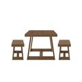 235110-197 : Dining Set Classic Solid Wood Dining Table Set with 2 Benches, Pecan Wirebrush