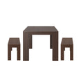 235210-198 : Dining Set Modern Solid Wood Dining Table Set with 2 Benches, Walnut Wirebrush
