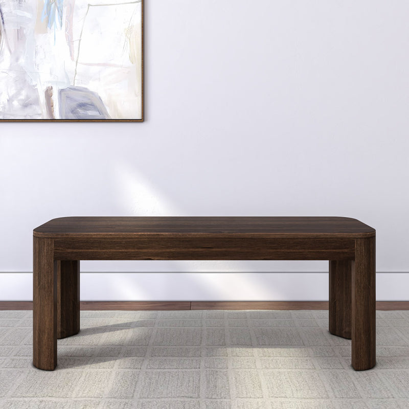 2400313000-008 : Dining Bench Modern Rounded Dining Bench (46in / 1168mm), Walnut