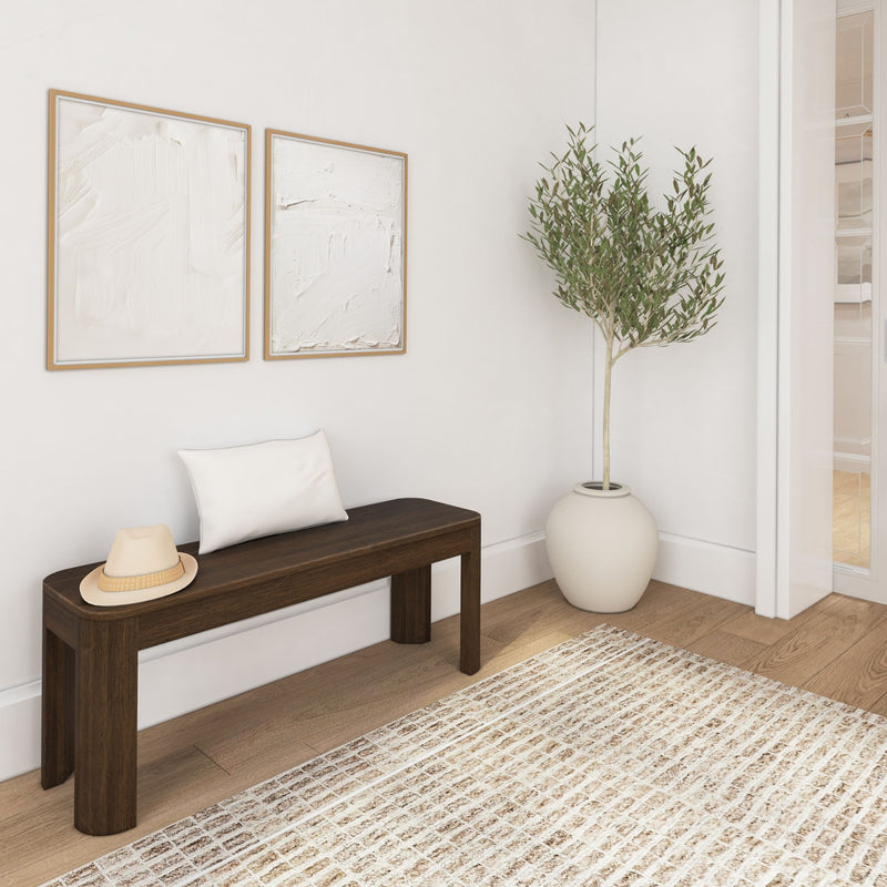 2400313000-008 : Dining Bench Modern Rounded Dining Bench (46in / 1168mm), Walnut
