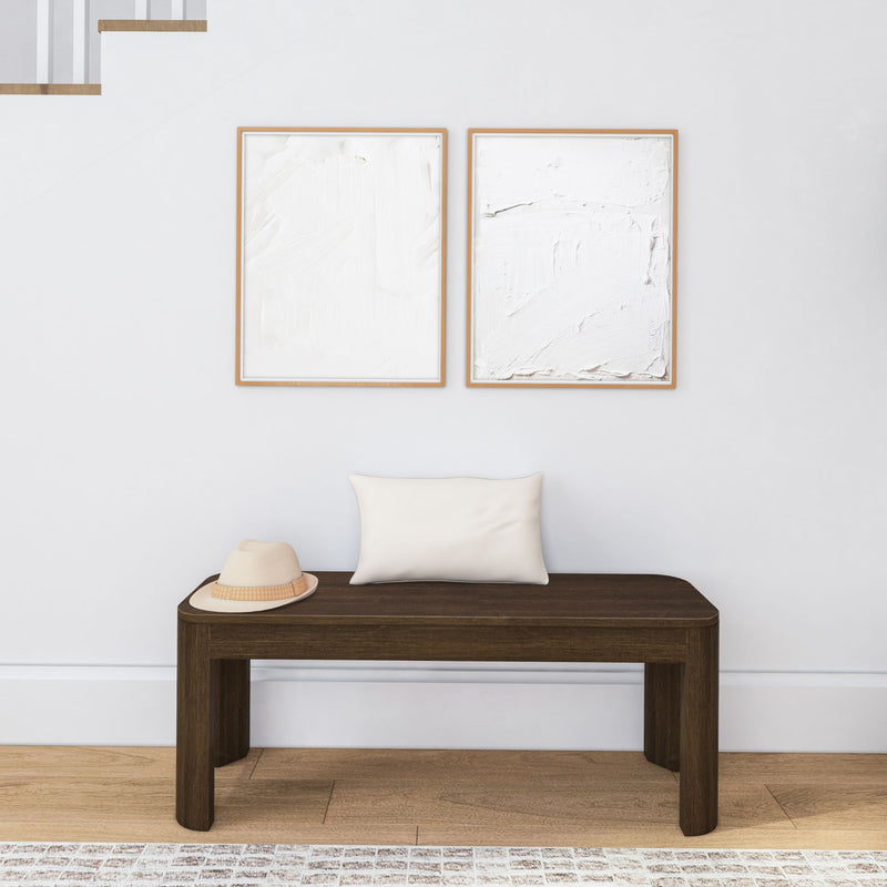 2400313000-008 : Dining Bench Modern Rounded Dining Bench (46in / 1168mm), Walnut