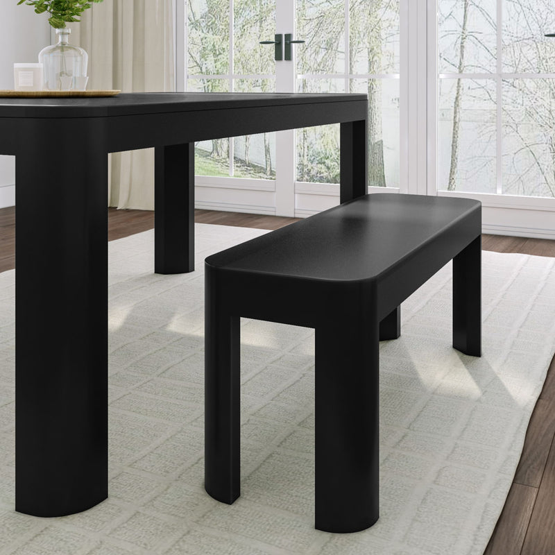 2400313000-170 : Dining Bench Modern Rounded Dining Bench (46in / 1168mm), Black