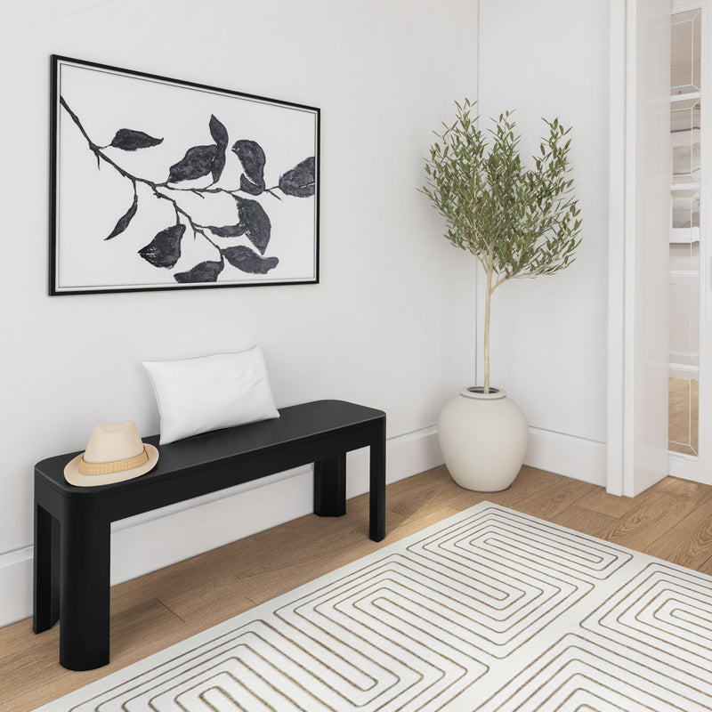 2400313000-170 : Dining Bench Modern Rounded Dining Bench (46in / 1168mm), Black