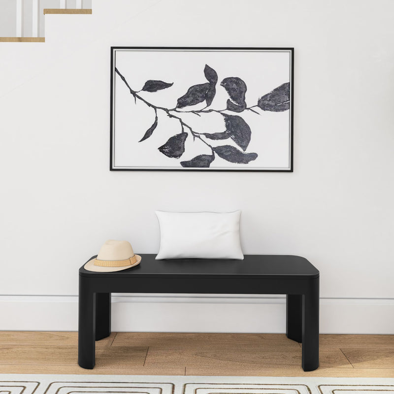 2400313000-170 : Dining Bench Modern Rounded Dining Bench (46in / 1168mm), Black