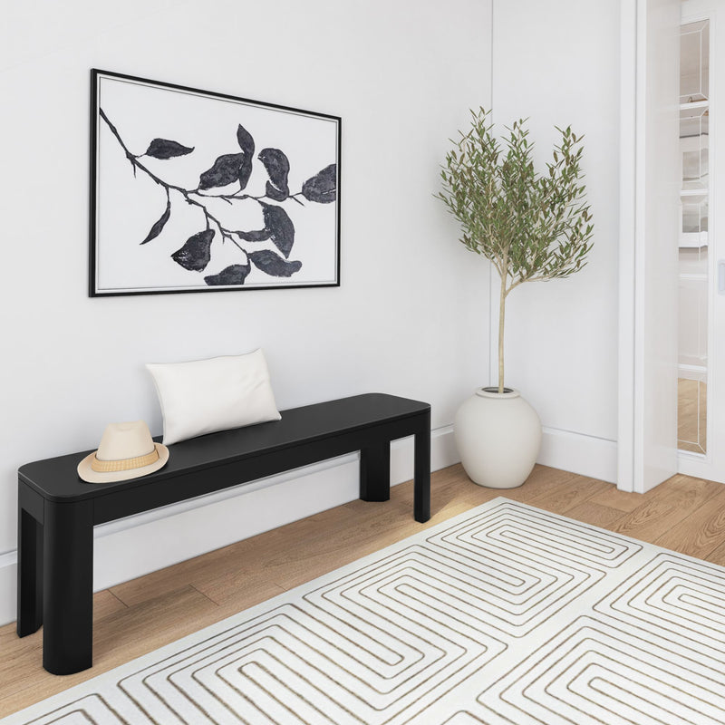 2400314000-170 : Dining Bench Modern Rounded Dining Bench (58in / 1474mm), Black