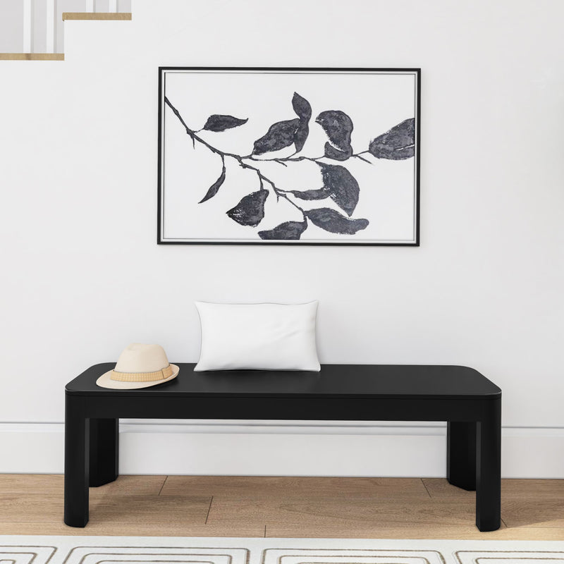 2400314000-170 : Dining Bench Modern Rounded Dining Bench (58in / 1474mm), Black