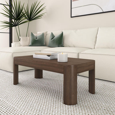 2400505001-008 : Coffee Table Modern Rounded Rectangular Coffee Table (40in x 20in / 1020mm x 510mm), Walnut