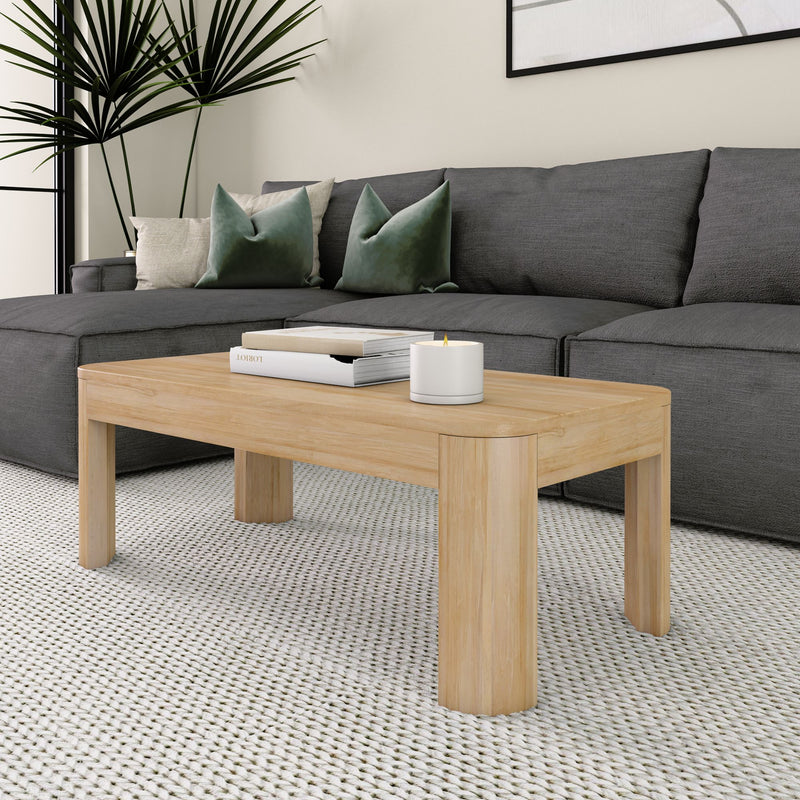 2400505001-010 : Coffee Table Modern Rounded Rectangular Coffee Table (40in x 20in / 1020mm x 510mm), Blonde