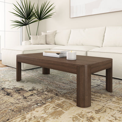2400507001-008 : Coffee Table Modern Rounded Rectangular Coffee Table (48in x 24in / 1220mm x 610mm), Walnut