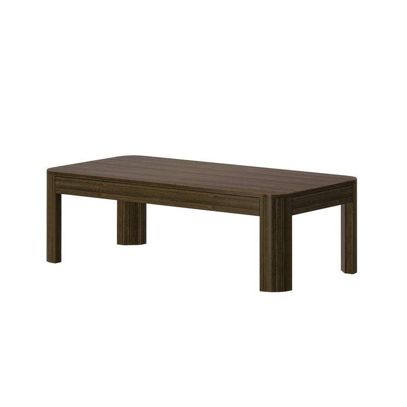 2400507001-008 : Coffee Table Modern Rounded Rectangular Coffee Table (48in x 24in / 1220mm x 610mm), Walnut