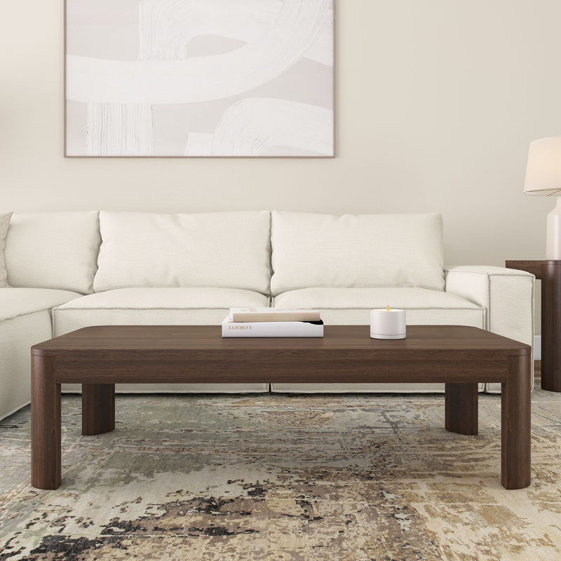 2400508001-008 : Coffee Table Modern Rounded Rectangular Coffee Table (54in x 24in / 1370mm x 610mm), Walnut