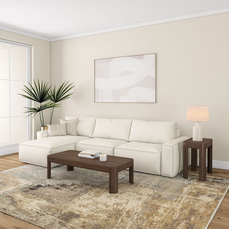 2400508001-008 : Coffee Table Modern Rounded Rectangular Coffee Table (54in x 24in / 1370mm x 610mm), Walnut