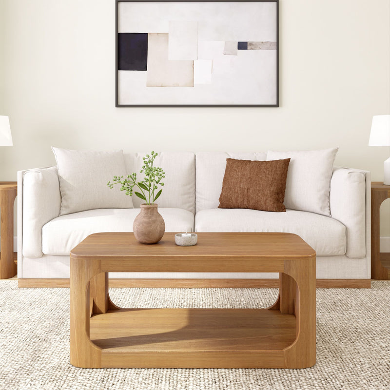 2400515000-007 : Coffee Table Forma Rectangular Coffee Table with Shelf (40in x 20in / 1020mm x 510mm), Pecan