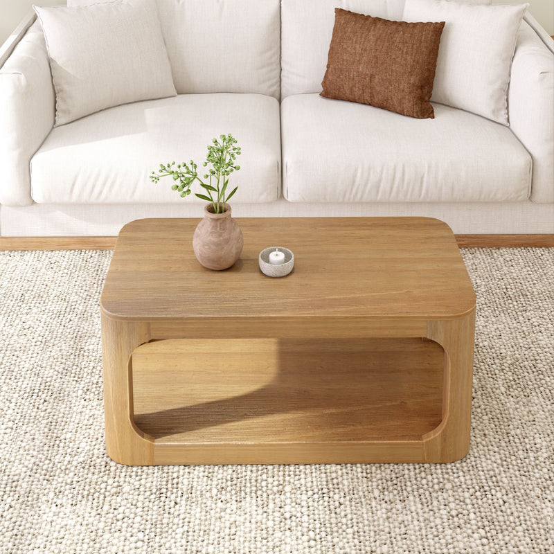 2400515000-007 : Coffee Table Forma Rectangular Coffee Table with Shelf (40in x 20in / 1020mm x 510mm), Pecan