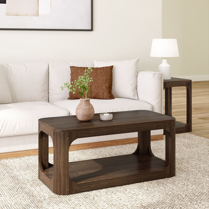 2400515000-008 : Coffee Table Forma Rectangular Coffee Table with Shelf (40in x 20in / 1020mm x 510mm), Walnut