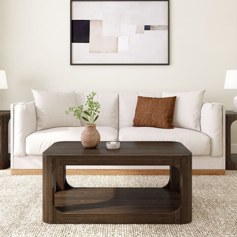 2400515000-008 : Coffee Table Forma Rectangular Coffee Table with Shelf (40in x 20in / 1020mm x 510mm), Walnut