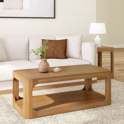 2400517000-007 : Coffee Table Forma Rectangular Coffee Table with Shelf (48in x 24in / 1220mm x 610mm), Pecan