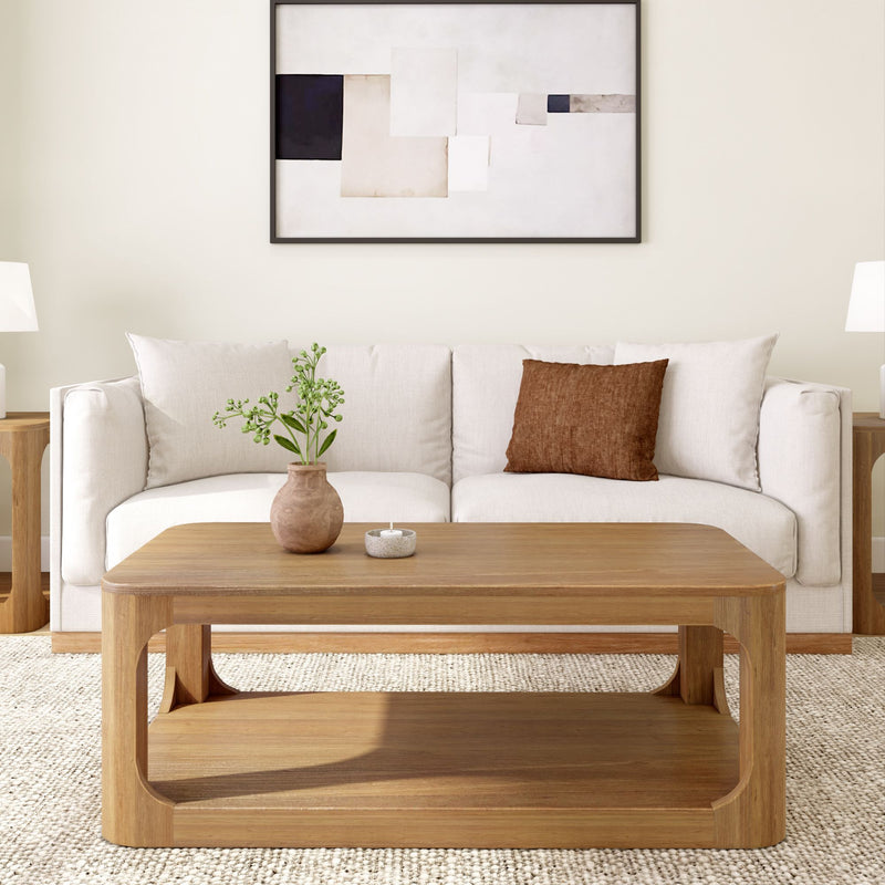 2400517000-007 : Coffee Table Forma Rectangular Coffee Table with Shelf (48in x 24in / 1220mm x 610mm), Pecan