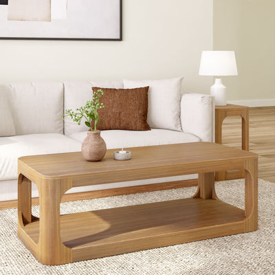 2400518000-007 : Coffee Table Forma Rectangular Coffee Table with Shelf (54in x 24in / 1370mm x 610mm), Pecan
