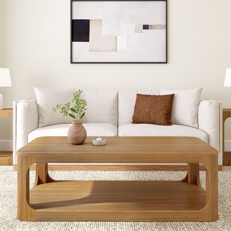 2400518000-007 : Coffee Table Forma Rectangular Coffee Table with Shelf (54in x 24in / 1370mm x 610mm), Pecan