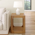 2400523000-007 : Side Table Modern Rounded Square Side Table with Shelf (20in x 20in / 510mm x 510mm), Pecan