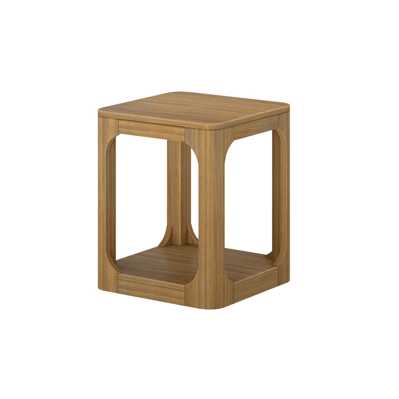 2400523000-007 : Side Table Modern Rounded Square Side Table with Shelf (20in x 20in / 510mm x 510mm), Pecan