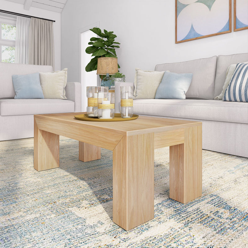 2700505001-150 : Coffee Table Modern Rectangular Coffee Table (40in x 20in / 1020mm x 510mm), Blonde Wirebrush