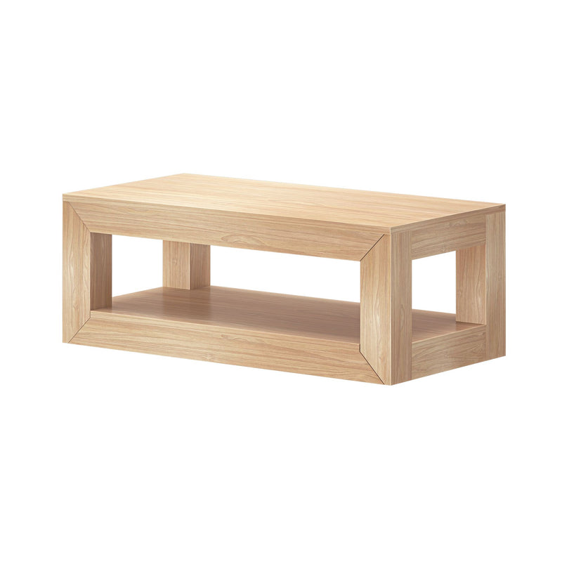 2700515000-150 : Coffee Table Modern Rectangular Coffee Table with Bottom Shelf (40in x 20in / 1020mm x 510mm), Blonde Wirebrush
