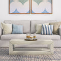2700517000-153 : Coffee Table Modern Rectangular Coffee Table with Bottom Shelf (48in x 24in / 1220mm x 610mm) White Sand Wirebrush