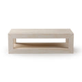 2700517000-153 : Coffee Table Modern Rectangular Coffee Table with Bottom Shelf (48in x 24in / 1220mm x 610mm) White Sand Wirebrush