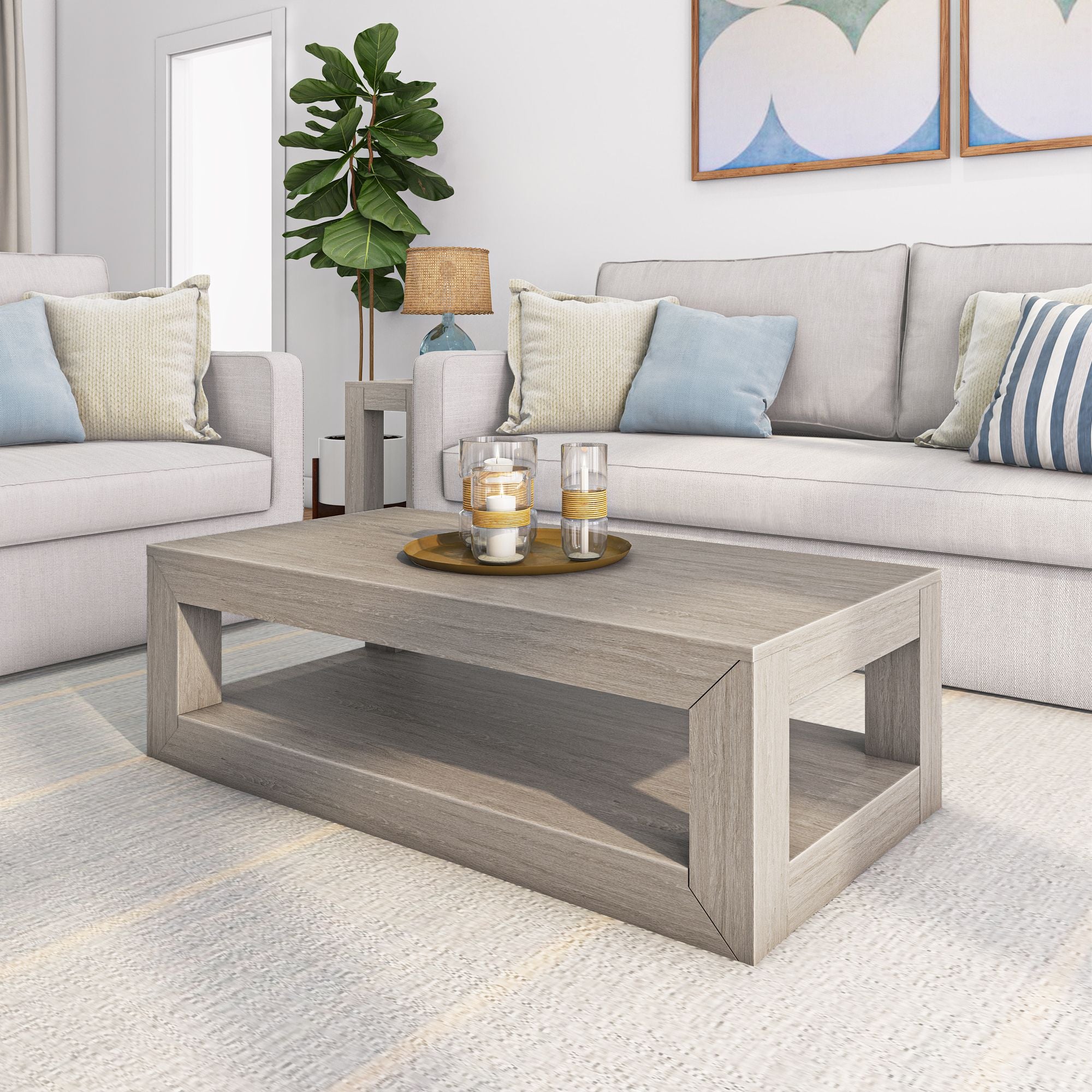 Modern Coffee Table with Shelf - 48