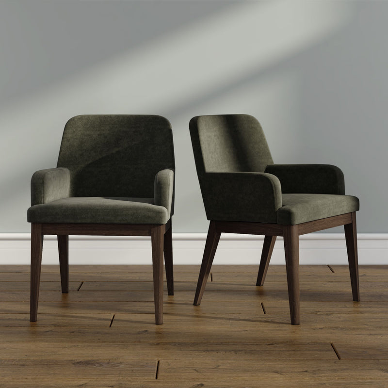 2720380200-902 : Dining Chair Ernesto Dining Chair (2 pack), Walnut w/ Moss Microsuede (TT247-08)