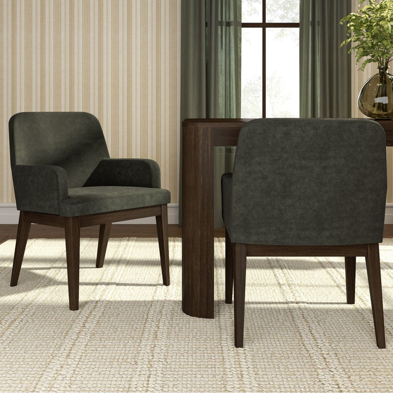 2720380200-902 : Dining Chair Ernesto Dining Chair (2 pack), Walnut w/ Moss Microsuede (TT247-08)