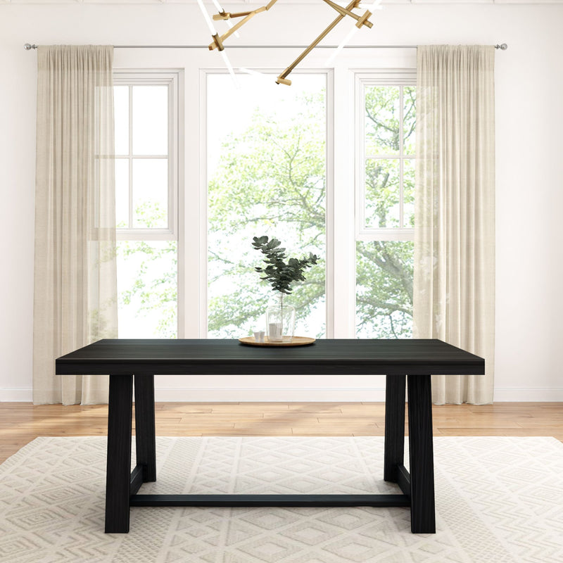 2800301000-190 : Dining Table Classic Rectangular Dining Room Table (72in / 1830mm), Black Wirebrush