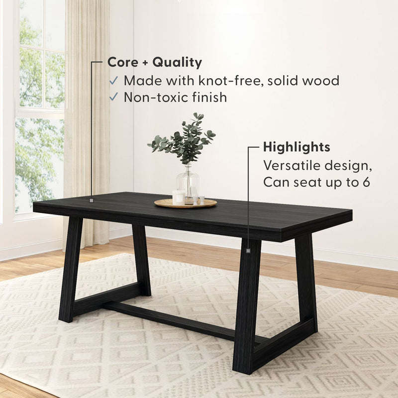 2800301000-190 : Dining Table Classic Rectangular Dining Room Table (72in / 1830mm), Black Wirebrush
