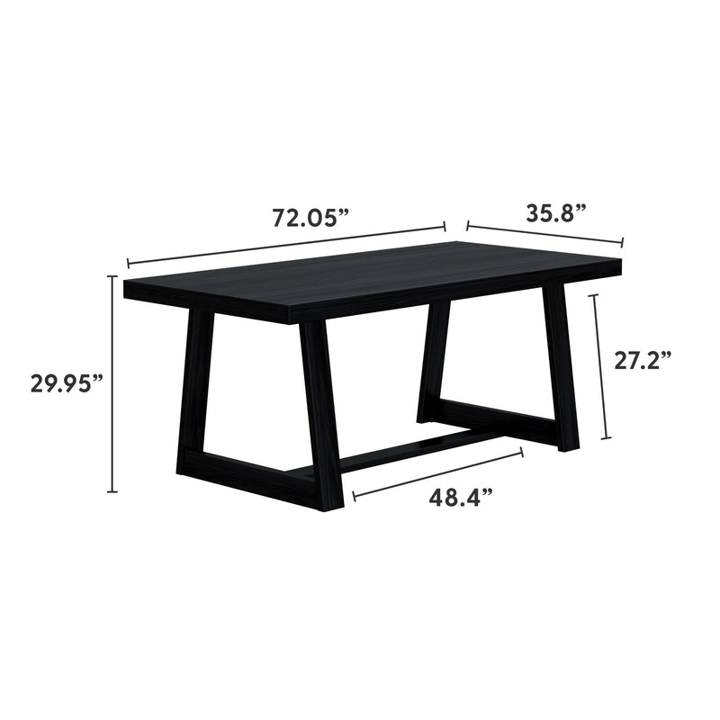 2800301000-190 : Dining Table Classic Rectangular Dining Room Table (72in / 1830mm), Black Wirebrush