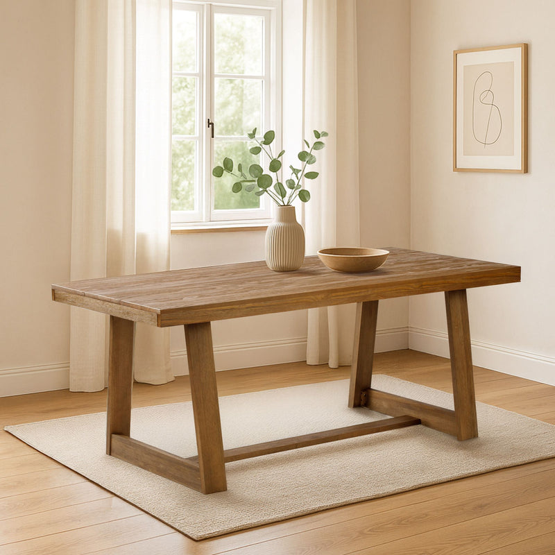 2800301000-197 : Dining Table Classic Rectangular Dining Room Table (72in / 1830mm), Pecan Wirebrush