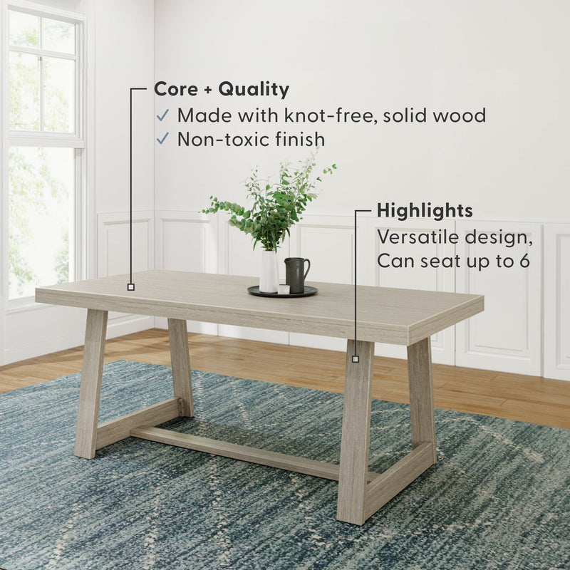 2800301000-199 : Dining Table Classic Rectangular Dining Room Table (72in / 1830mm), Seashell Wirebrush