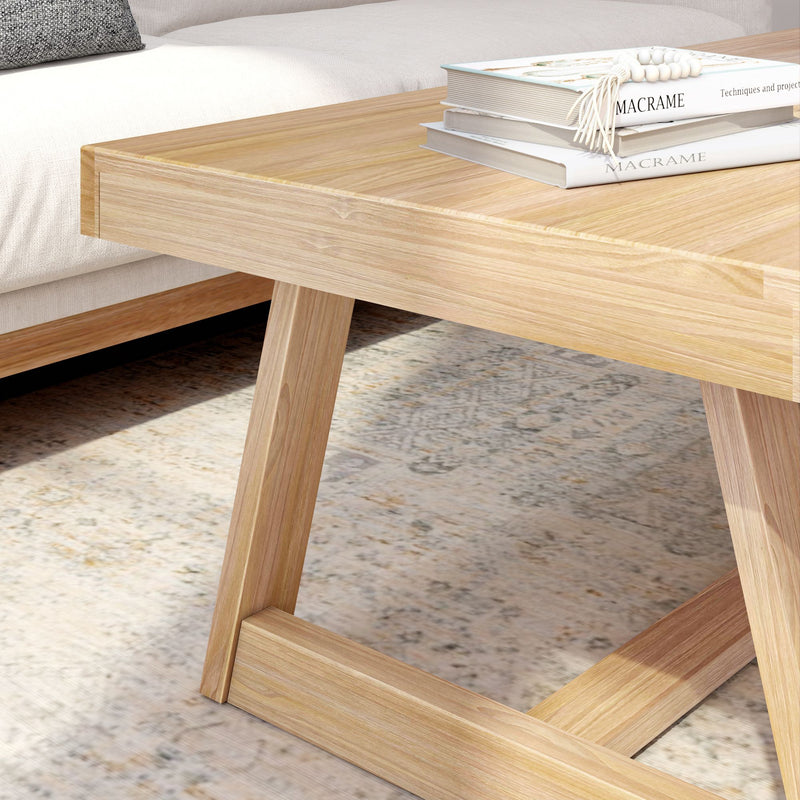 2800507000-150 : Coffee Table Classic Rectangular Coffee Table (48in x 24in / 1220mm x 610mm), Blonde Wirebrush